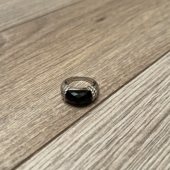 Judith Ripka ring size 6 - braided band - black stone. 925 stamped - Picture 2 of 8